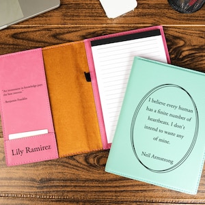 Citation personnalisée bloc-notes en cuir gravé, portefeuille en cuir personnalisé, bloc-notes en cuir, cadeaux versets de la Bible, cadeau religieux, cadeaux chrétiens