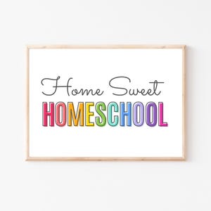 Home Sweet Homeschool Printable, Homeschool Wall Art, Pastel Homeschool Posters, Homeschool Decor, Homeschool Printables, Homeschool Sign