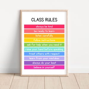 Classroom Rules Poster, Class Rules Printable, Classroom Wall Art, Rules Print, In This Classroom, Classroom Sign, School Rules