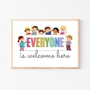 Tutti sono benvenuti qui, poster per la classe, poster per l'inclusione, poster per la diversità, decorazioni murali per bambini, decorazioni per la classe, arte murale per la cameretta dei bambini