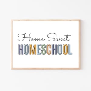 Home Sweet Homeschool Printable, Homeschool Wall Art, Pastel Homeschool Posters, Homeschool Decor, Homeschool Printables, Homeschool Sign