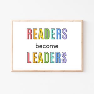 Readers Are Leaders, Reading Corner Sign, Reading Corner Wall Art, Reading Corner Decor, Classroom Posters, Reading Nook Art, Reading Poster
