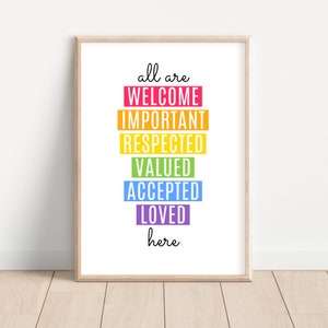 All Are Welcome Here Sign, Classroom Poster, Inclusion Poster, Diversity Poster, Kids Wall Decor, Classroom Decor, Everyone Is Welcome Here