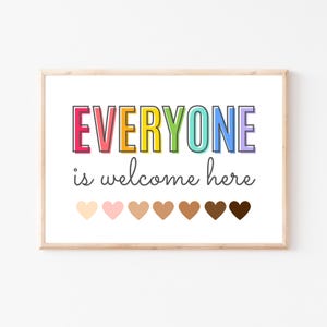 Tutti sono benvenuti qui, poster per la classe, poster per l'inclusione, poster per la diversità, decorazioni murali per bambini, decorazioni per la classe, arte murale per la cameretta dei bambini