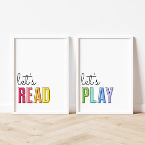 Let&#39;s Play Let&#39;s Read Set of 2, Playroom Wall Decor, Classroom Posters, Let&#39;s Read Sign, Let&#39;s Play Sign, Classroom Decor, Playroom Ideas