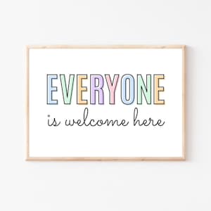 Tutti sono benvenuti qui, poster per la classe, poster sull'inclusione, poster sulla diversità, decorazioni da parete per bambini, decorazioni per l'aula in colori pastello, arte murale per la cameretta dei bambini