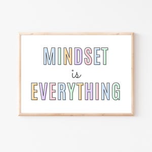 Mindset Is Everything Printable, Kids Positive Affirmations, Pastel Playroom Print, Playroom Wall Decor, Kids Room Wall Art, Office Wall Art