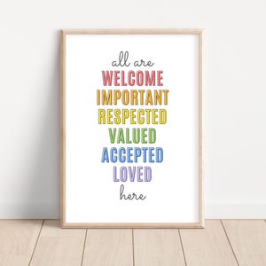 All Are Welcome Here Sign, Classroom Poster, Inclusion Poster, Diversity Poster, Kids Wall Decor, Classroom Decor, Everyone Is Welcome Here