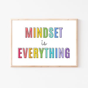 Mindset Is Everything Printable, Growth Mindset Poster, Kids Positive Affirmations, Classroom Poster, Classroom Decor, Montessori Wall Art