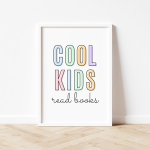 Cool Kids Read Books, Reading Corner Sign, Reading Corner Wall Art, Reading Corner Decor, Classroom Poster, Reading Nook Art, Lets Read Sign
