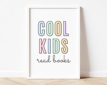Cool Kids Read Books, Reading Corner Sign, Reading Corner Wall Art, Reading Corner Decor, Classroom Poster, Reading Nook Art, Lets Read Sign