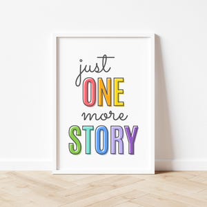 Just One More Story, Leseecke Poster, Leseecke Art, Lets Print, Klassenzimmer Poster, Homeschool Wandkunst, Kinderwandkunst