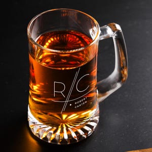 Custom Engraved Beer Mug, Personalized Glass Mug for Groomsmen, Best Man Gift, Etched Monogram Beer Glass, Gift for Beer Lover, Gift Idea