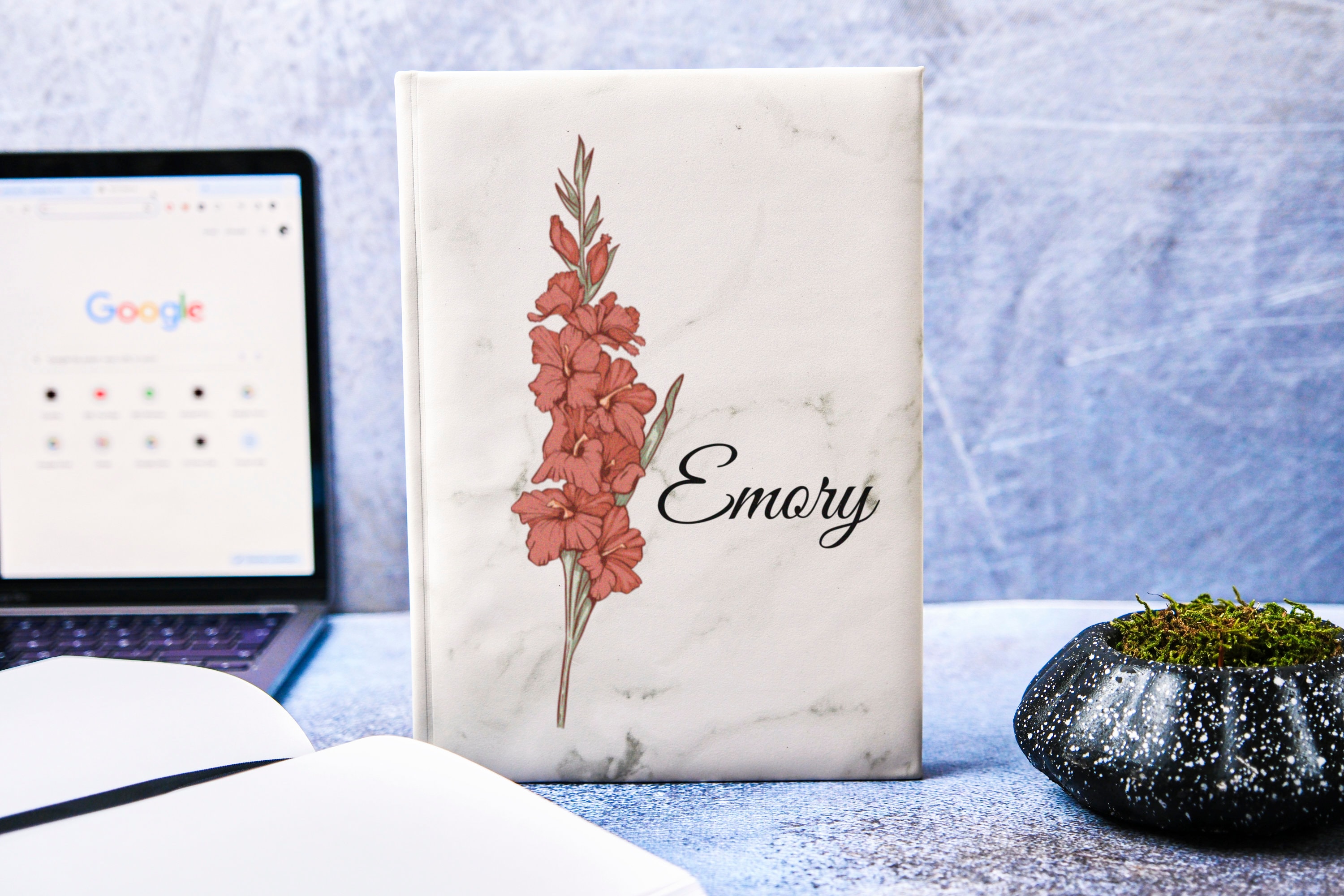 Custom Birth Flower Sketchbook, Birthday Gift, Leather Journal, Birth Flower Journal, Artist Sketchbook,  Flower Design, Gift For Sister