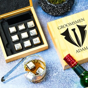 Groomsmen Whiskey Stone Set, Custom Engraved Stones, Groomsmen Gifts, Groomsmen Whiskey Gift, Best Man Gift, Drink Stones, Chilling Stones