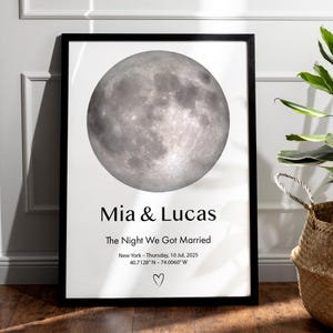 Custom Moon Phase Art, The Night We Met Framed Art, Anniversary Gift for Couples, Personalized Moon Print, Living Room Wall Art, Wife Gift