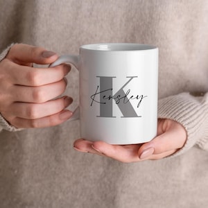 Custom Initial Mug, Personalized Name Mug, Ceramic Coffee Mug, 11oz or 15oz Mug, Birthday Gift, Housewarming Gift, Gift for Her, Tea Mug