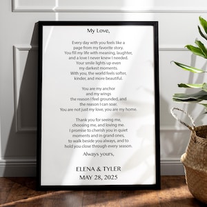 Personalized Text Framed Art, Wedding Ceremony Print, Quote Print, Custom Speech Frame, Newlywed Gift, Gift for Couple, Home Decoration