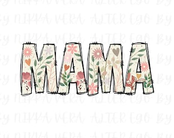Boho Floral Mama PNG: Gráfico Retro Mom (Descarga Digital)