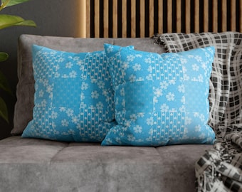 Grandmillenial Blue Floral Accent Pillowcase, Cottagecore Home Decor, Preppy Couch Throw Cushions, Shabby Chic Flowers Guest, Farmhouse