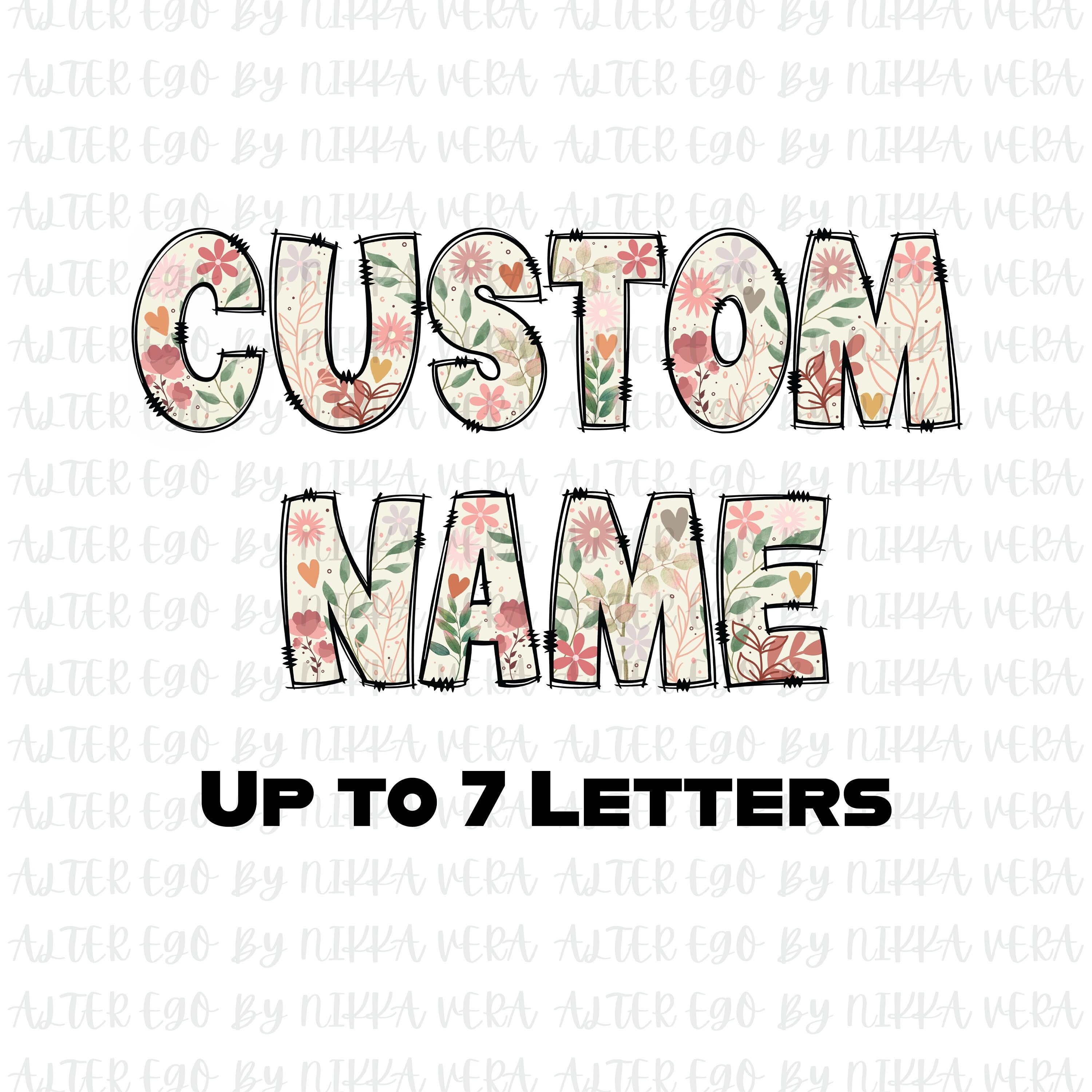 Boho Floral Custom Name PNG: Sublimation Print (4-7 Letters) - Etsy