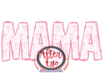 Coquette Mama Pink Bows PNG: Retro Girly Mom Graphic (Digital Download)