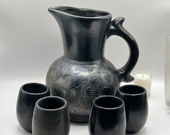 Krug-Set/ Juego de jarra (Schwarzer Ton/ Barro Negro)