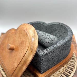 NOW AVAILABLE Molcajetes and comal corazón (handmade) volcanic stone