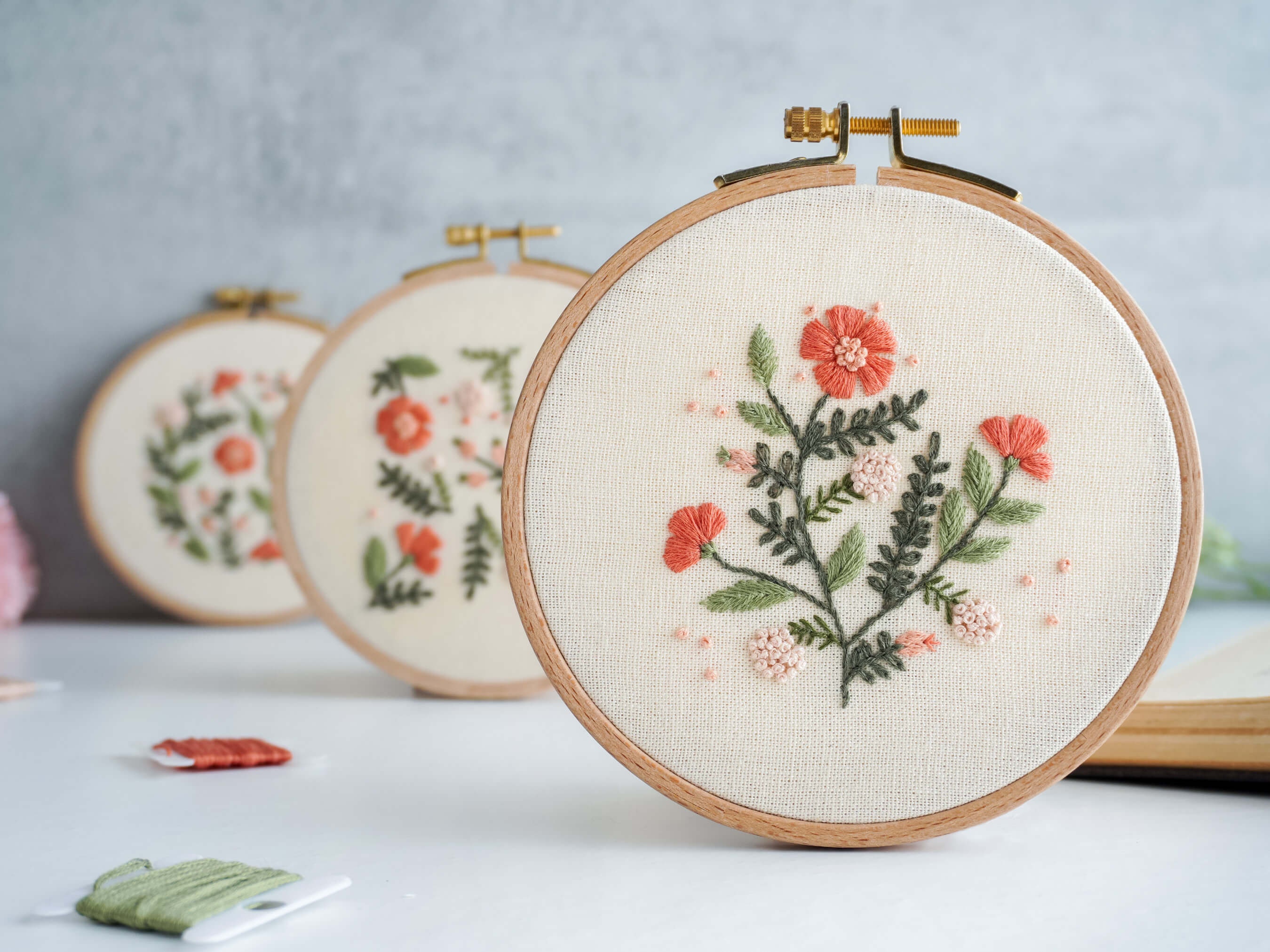 Crimson Carnations Hand Embroidery Pattern, Easy Beginner