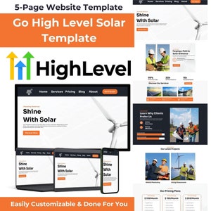 Go High Level Solar Website Templates, Responsive, Easy Customization, No Design Skills Needed, for Solar Companies - Bright & Efficient