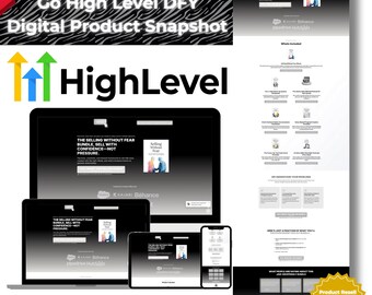 May include: A digital product snapshot featuring the "HighLevel" logo and the text "Go High Level DFY Digital Product Snapshot." The image showcases a laptop, tablet, and phone displaying a sales page. The text "The Selling Without Fear Bundle" is also visible.