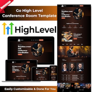 Go High Level Conference Room Website Templates, Responsive, Easy Customization, Professional for Event Spaces and conference rooms
