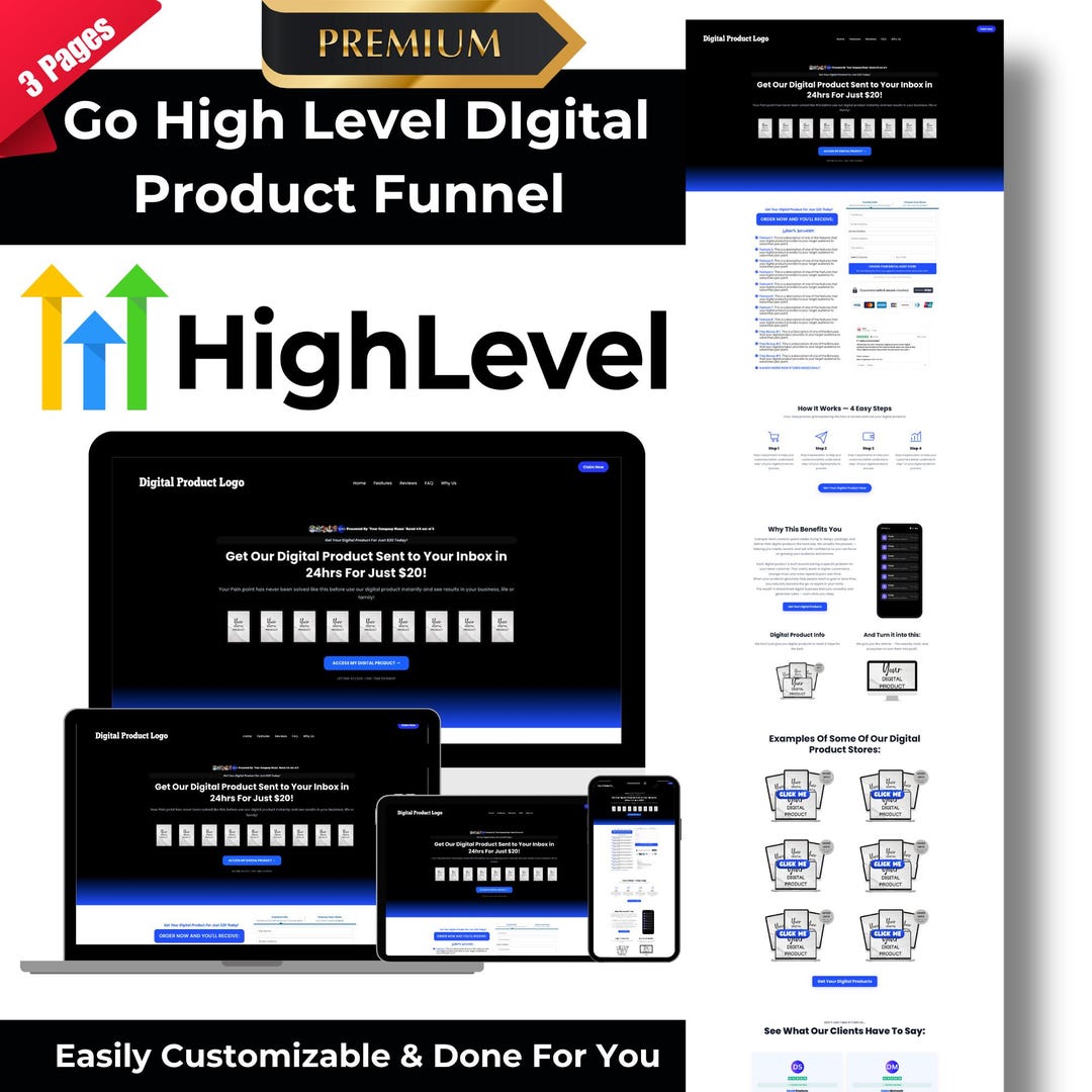 Gohighlevel Digital Product Funnel Template With Custom Code & Animated ...