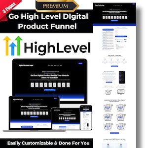 Szablon lejka sprzedaży produktów cyfrowych GoHighLevel z niestandardowym kodem i efektami animowanymi – 3 strony