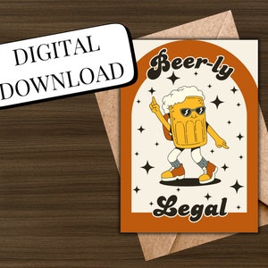 Cartão Beer-ly Legal para Imprimir | Cartão de Aniversário | Cartão Digital para Download