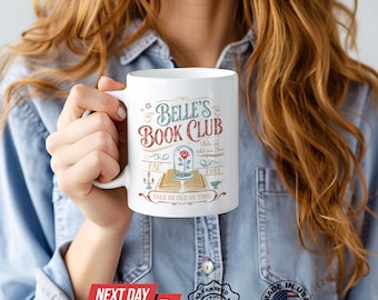 Belle Book Club Mug, Beauty and the Beast Cup, Tale as Old as Time Mug, Book Lover Disney Mug, Princess Mug