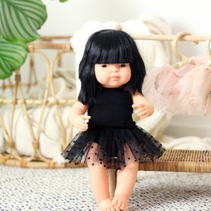 Ballerina Costume Black: Bodysuit + Tutu Skirt- Dress for Doll. ,Miniland, Paola Reina, Minikane dolls