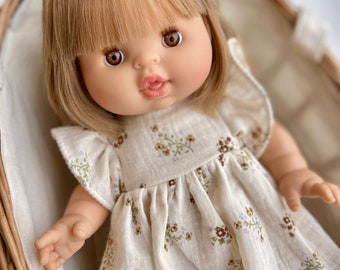 Robe mousseline - Pensées- Robe pour poupée, Miniland, Paola Reina, poupées Minikane