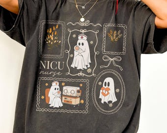 NICU Halloween Comfort Colors T-Shirt, Neonatal Intensive Care Unit Halloween Tee, Cottagecore Shirt, Fall Nurse Shirt, NICU Nurse Gift