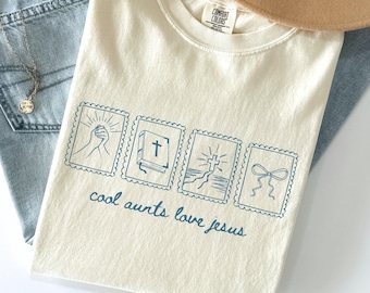 Comfort Colors® Cool Aunts Love Jesus Shirt, Praying Aunt, Religious Aunt Shirt, Inspirational Aunt Tee, Bible Verse Shirt
