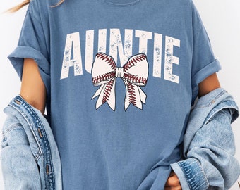 Comfort Colors®, Auntie Baseball Shirt, Baseball Bow Shirt, Sport Aunt Shirt, Aunt Baseball Shirt, Gift for Aunt, Baseball Women Shirt,