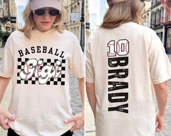 Comfort Colors® Personalized Baseball Gigi Shirt, Custom Name and Number Baseball Gigi Shirt, Personalized Baseball Grandma Tee