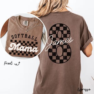 Comfort Colors®, Personalized Softball Mama Shirt, Gift for mom, Custom Name and Number Softball Mom Shirt, Customized Softball Mom Shirt