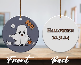 Halloween Ghost Ornament: Customizable Keepsake Decor
