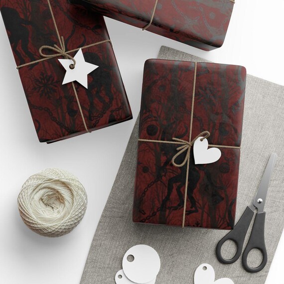 Krampus Wrapping Paper, Gothic Christmas Gift Wrap, Dark Holiday Wrapping Paper, Spooky Festive Paper, Unique Xmas Gift Wrap