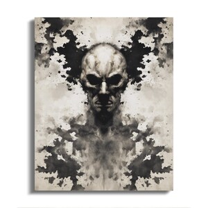 Abstract Skull Dark Art Print, Spooky Wall Decor, Gothic Home Decor, Modern Inkblot Art, Halloween Wall Art, 20x24, 16x20, 8x10