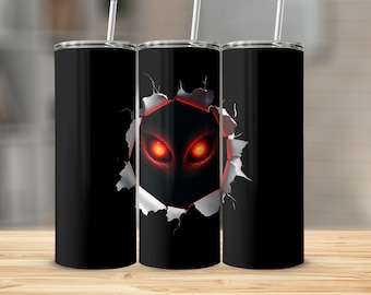 Spooky Red Eyes Monster Tumbler: Halloween Drinkware