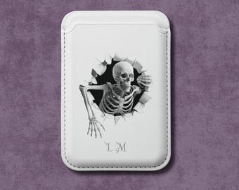 Skull Vegan Leather MagSafe Wallet: Monogram Option