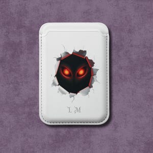 Capa Magsafe para carteira vegana, design com olhos assustadores, porta-cartões protetor, carteira magnética inovadora, personalização disponível
