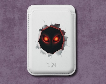 Scary Eyes Vegan Leather MagSafe Wallet: Protective Card Holder, Personalized